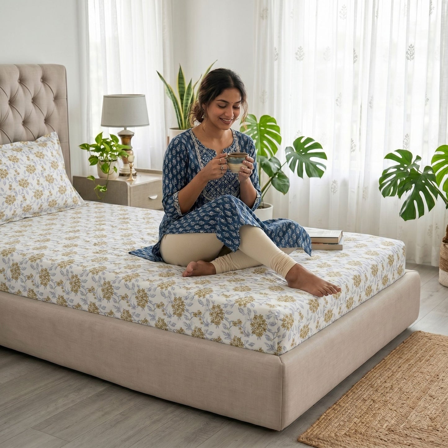 186 TC 100% Cotton Single Bedsheet | 90 x 60 Inch