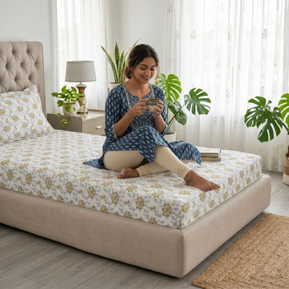 186 TC 100% Cotton Single Bedsheet | 90 x 60 Inch