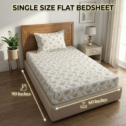 186 TC 100% Cotton Single Bedsheet | 90 x 60 Inch