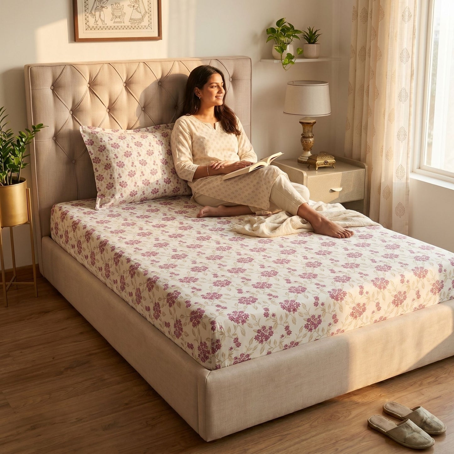186 TC 100% Cotton Single Bedsheet | 90 x 60 Inch
