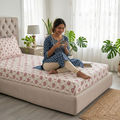 186 TC 100% Cotton Single Bedsheet | 90 x 60 Inch