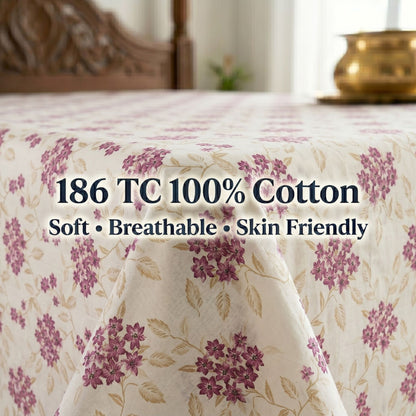 186 TC 100% Cotton Single Bedsheet | 90 x 60 Inch