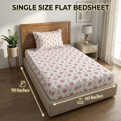 186 TC 100% Cotton Single Bedsheet | 90 x 60 Inch