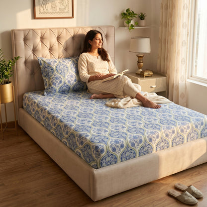 186 TC 100% Cotton Single Bedsheet | 90 x 60 Inch