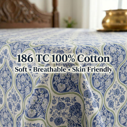 186 TC 100% Cotton Single Bedsheet | 90 x 60 Inch