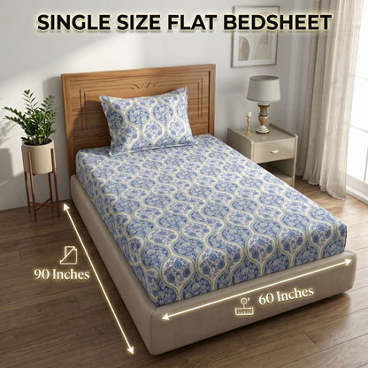 186 TC 100% Cotton Single Bedsheet | 90 x 60 Inch