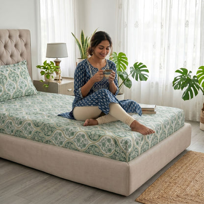 186 TC 100% Cotton Single Bedsheet | 90 x 60 Inch