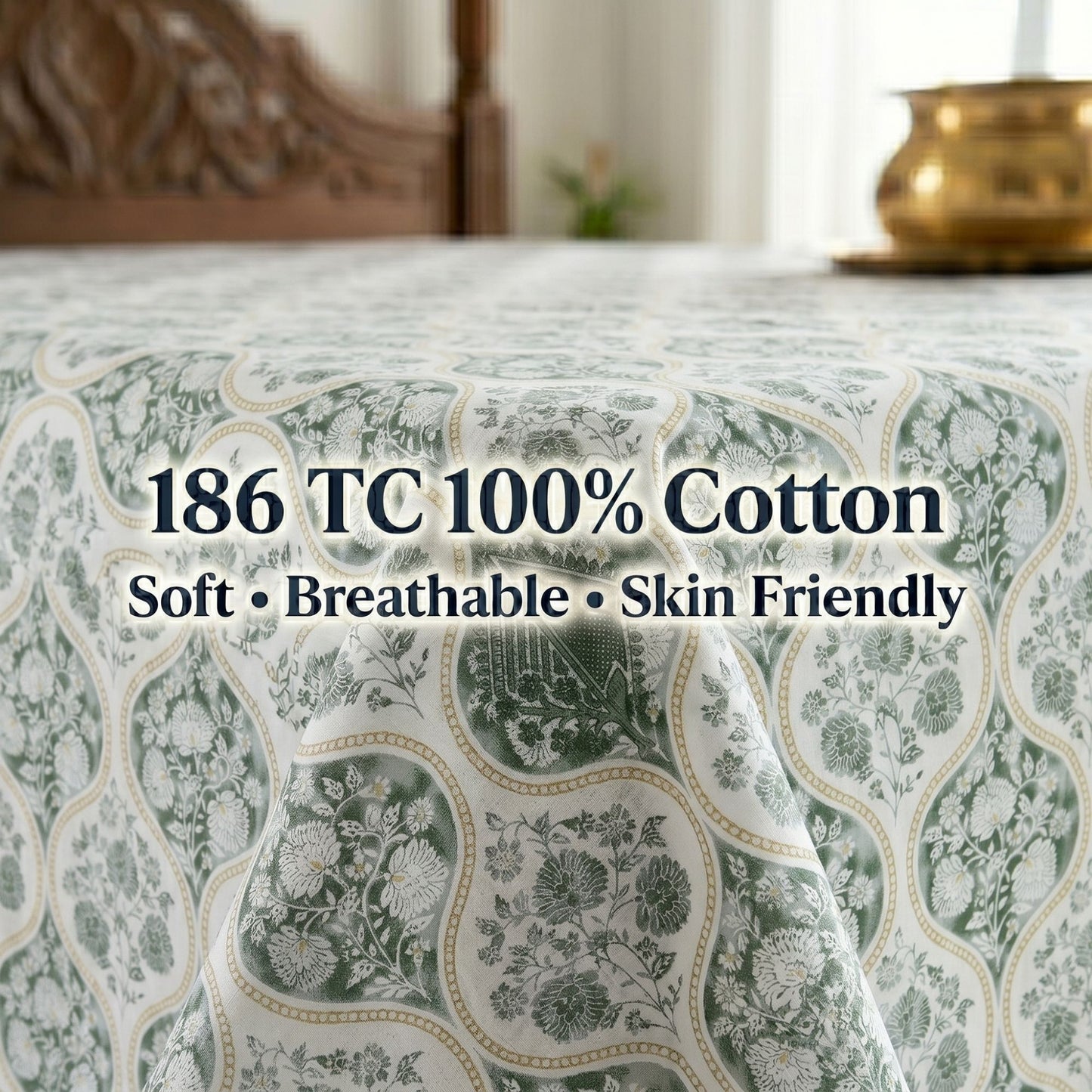 186 TC 100% Cotton Single Bedsheet | 90 x 60 Inch