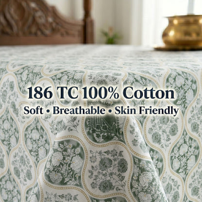 186 TC 100% Cotton Single Bedsheet | 90 x 60 Inch