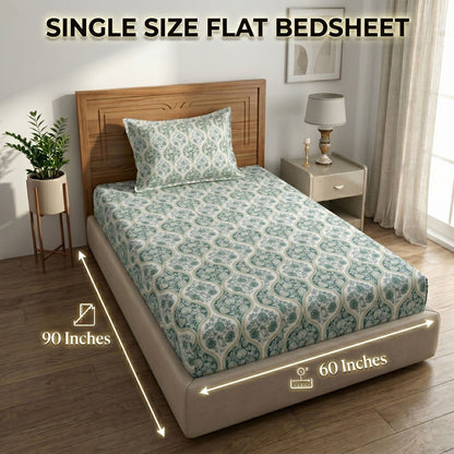 186 TC 100% Cotton Single Bedsheet | 90 x 60 Inch