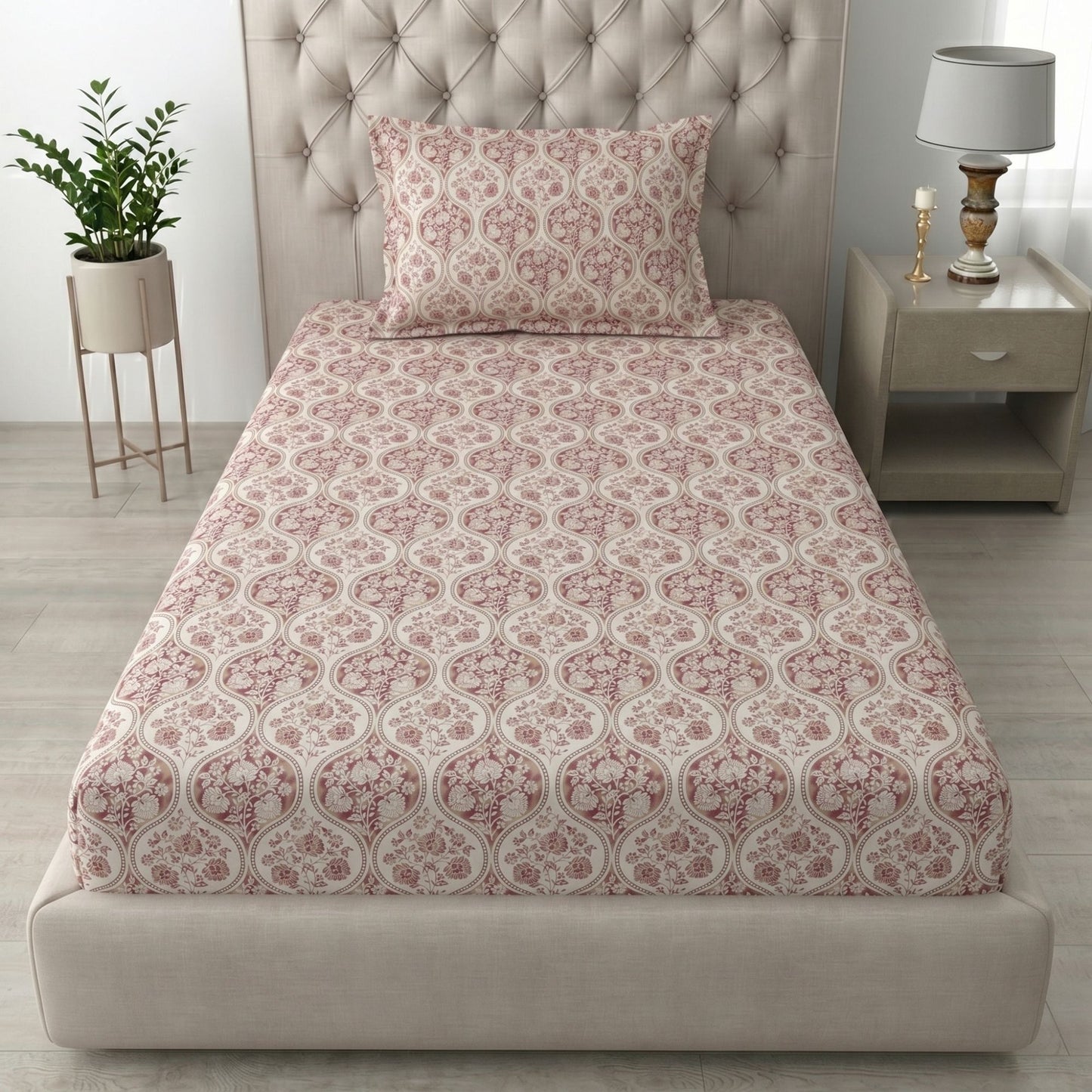186 TC 100% Cotton Single Bedsheet | 90 x 60 Inch