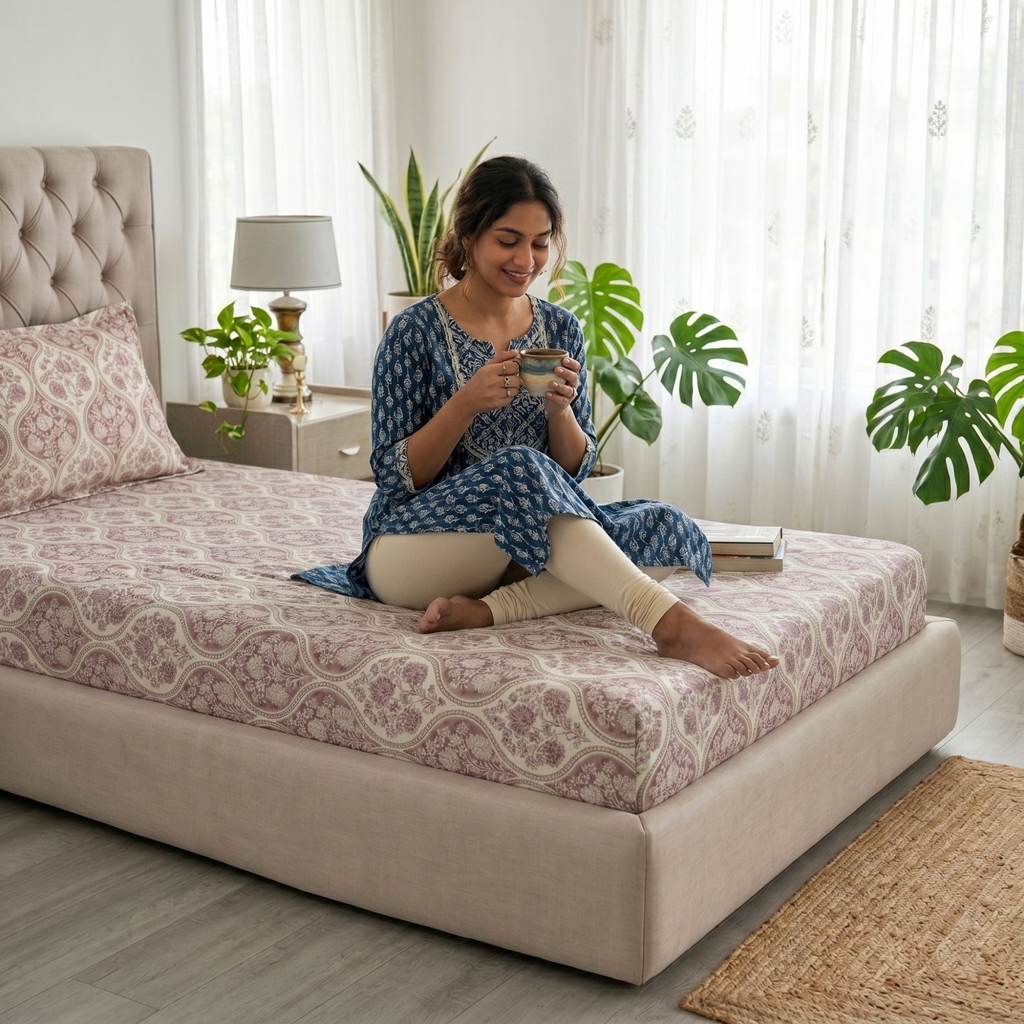 186 TC 100% Cotton Single Bedsheet | 90 x 60 Inch