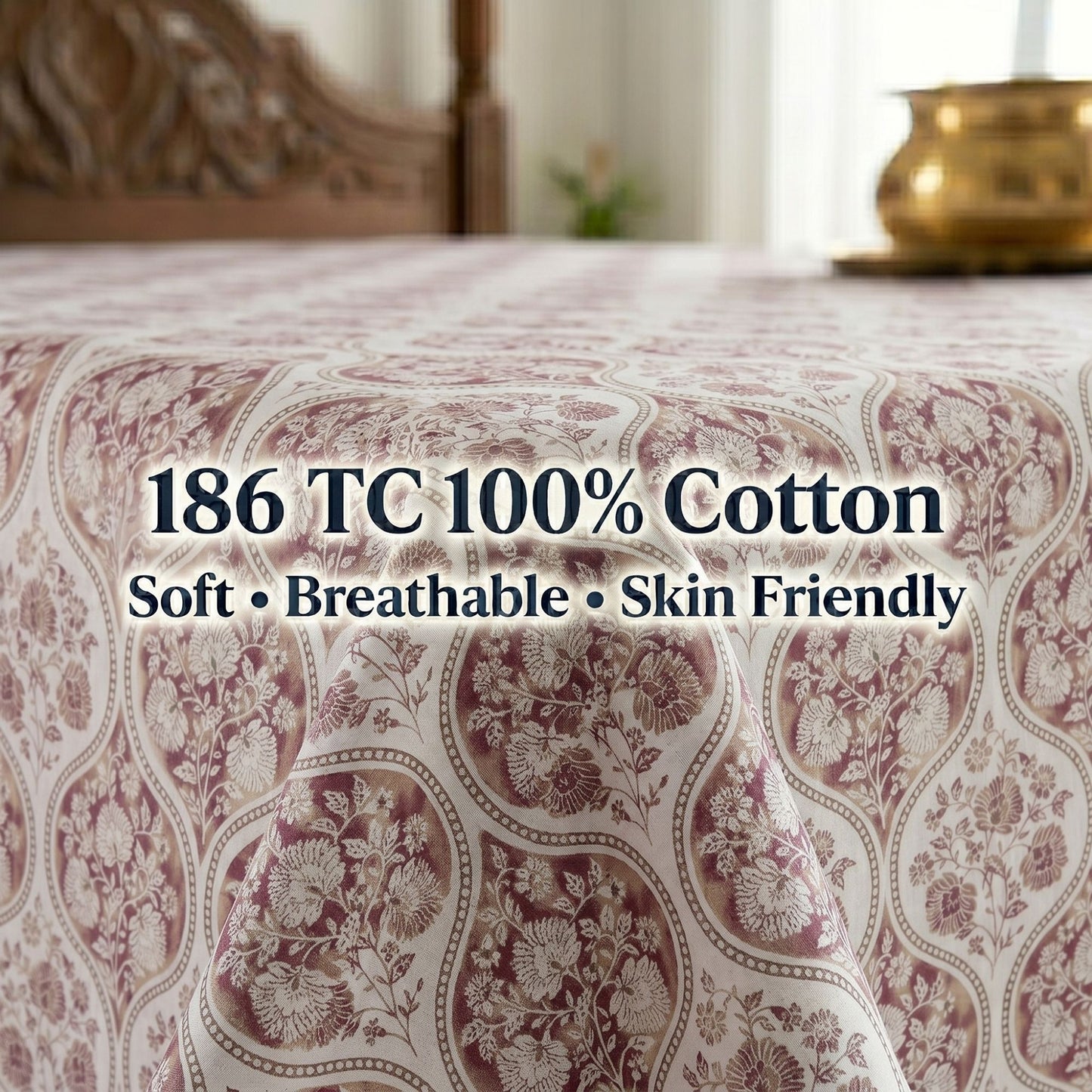 186 TC 100% Cotton Single Bedsheet | 90 x 60 Inch