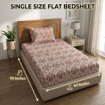 186 TC 100% Cotton Single Bedsheet | 90 x 60 Inch