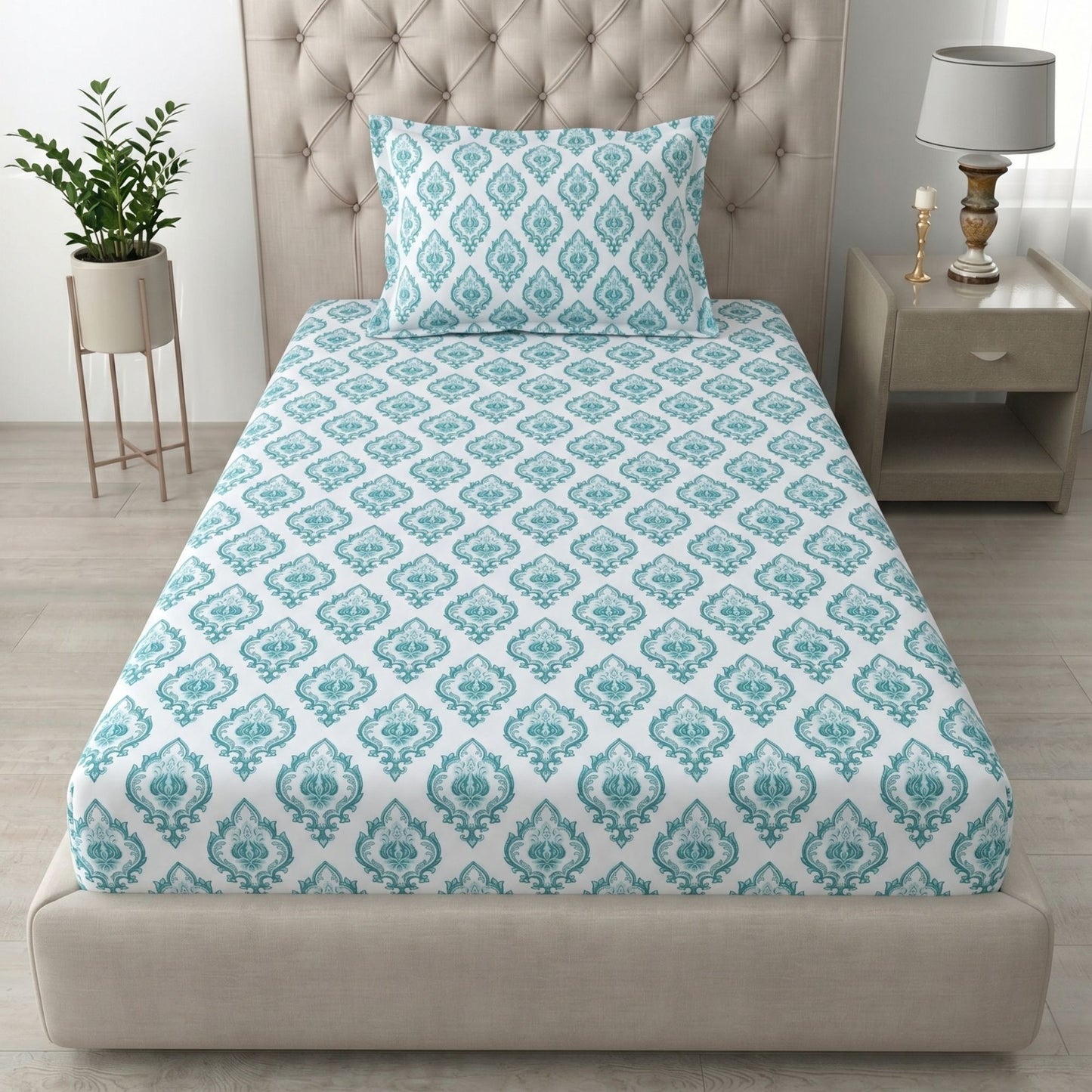 186 TC 100% Cotton Single Bedsheet | 90 x 60 Inch