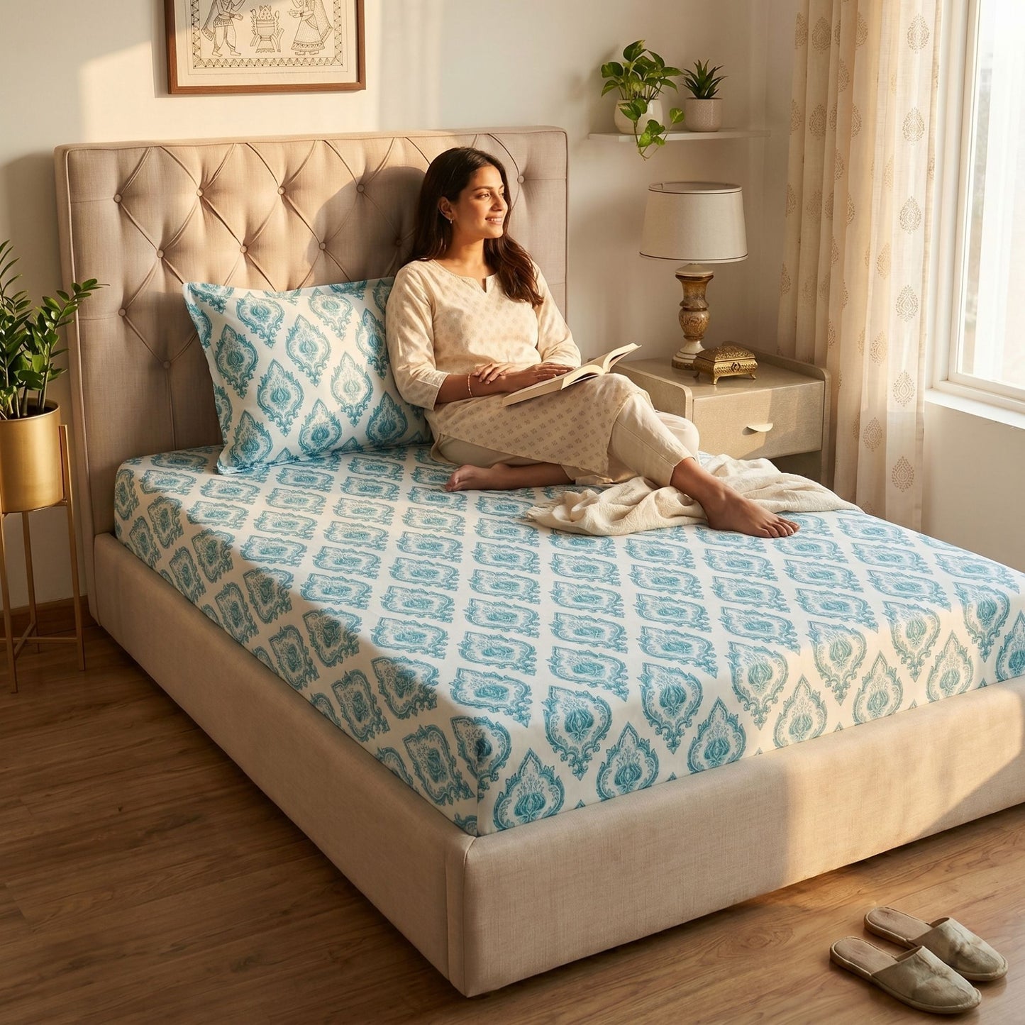 186 TC 100% Cotton Single Bedsheet | 90 x 60 Inch