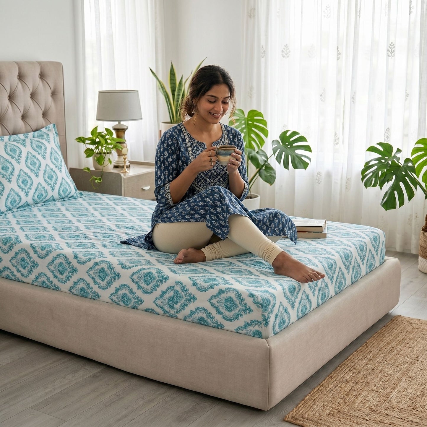 186 TC 100% Cotton Single Bedsheet | 90 x 60 Inch