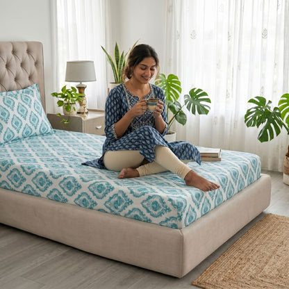186 TC 100% Cotton Single Bedsheet | 90 x 60 Inch