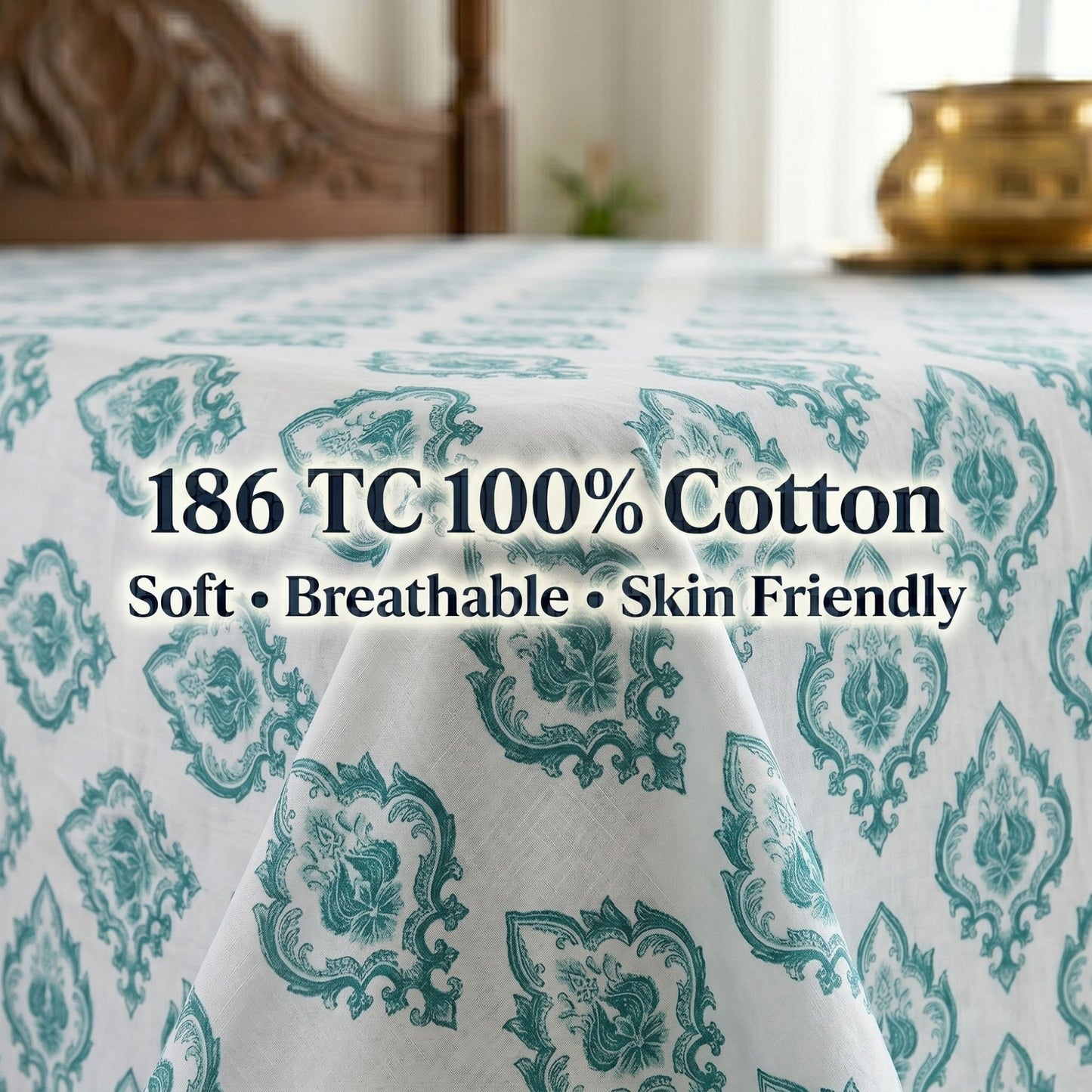 186 TC 100% Cotton Single Bedsheet | 90 x 60 Inch