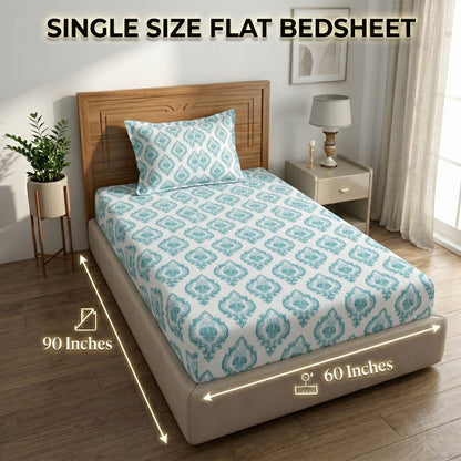 186 TC 100% Cotton Single Bedsheet | 90 x 60 Inch