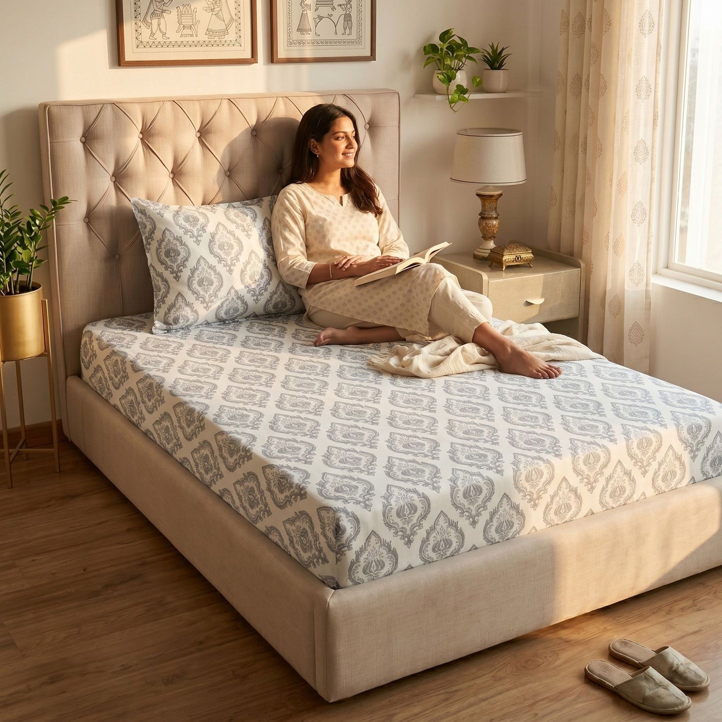 186 TC 100% Cotton Single Bedsheet | 90 x 60 Inch