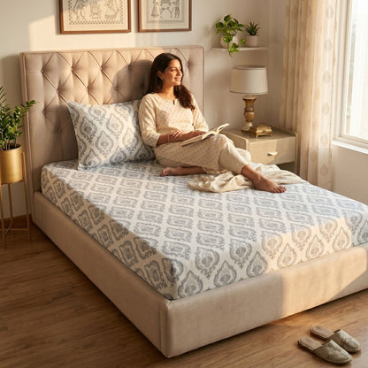 186 TC 100% Cotton Single Bedsheet | 90 x 60 Inch