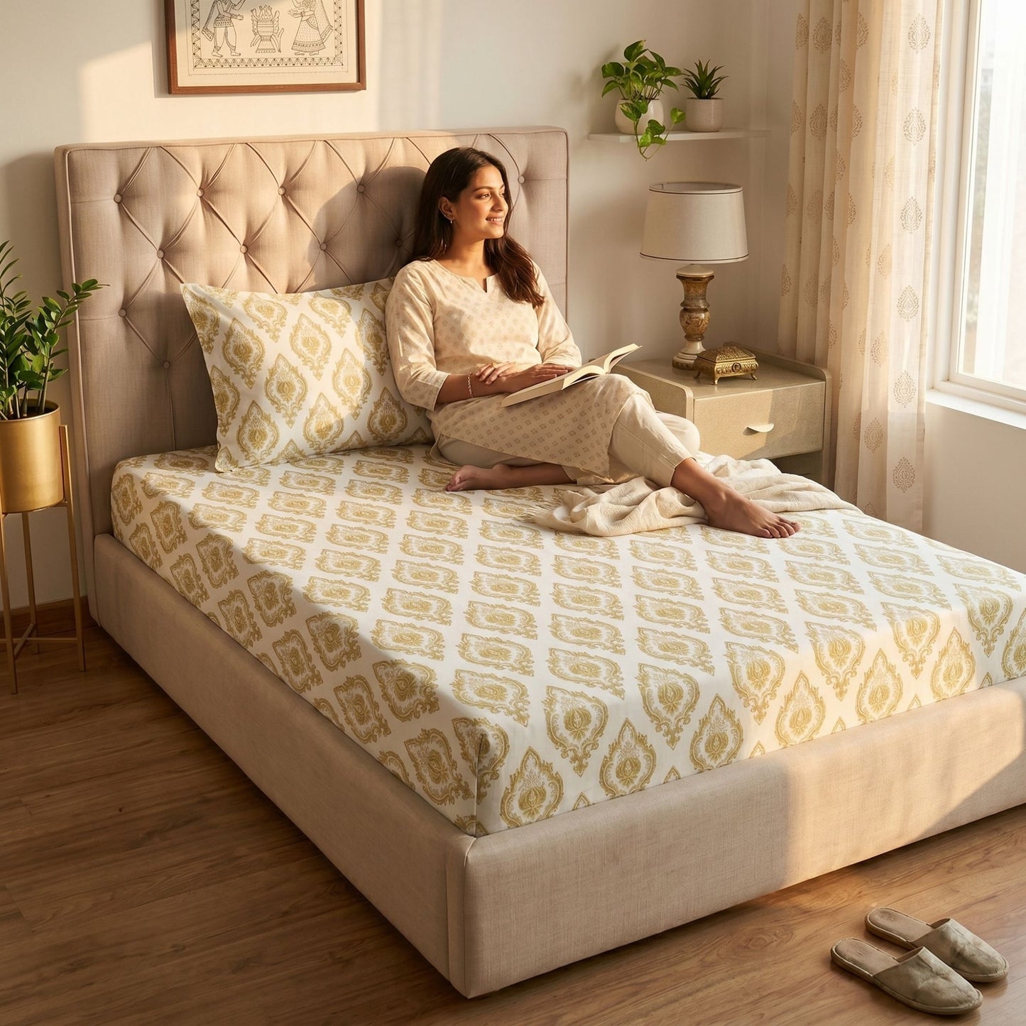 186 TC 100% Cotton Single Bedsheet | 90 x 60 Inch