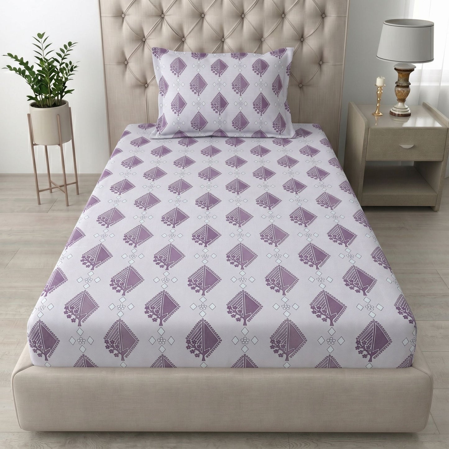 186 TC 100% Cotton Single Bedsheet | 90 x 60 Inch