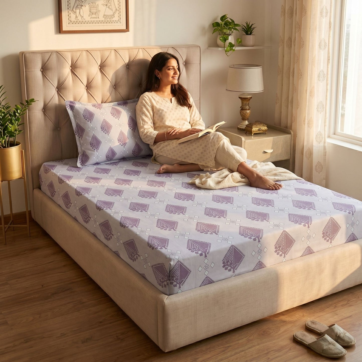186 TC 100% Cotton Single Bedsheet | 90 x 60 Inch