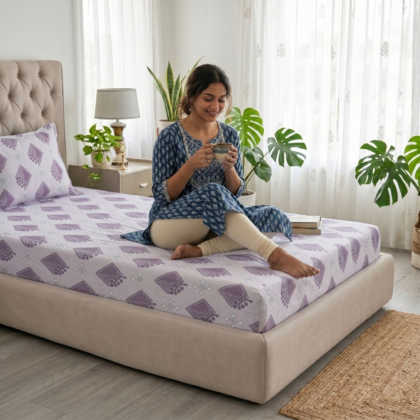 186 TC 100% Cotton Single Bedsheet | 90 x 60 Inch