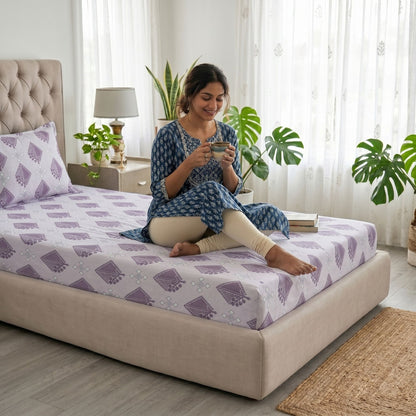 186 TC 100% Cotton Single Bedsheet | 90 x 60 Inch