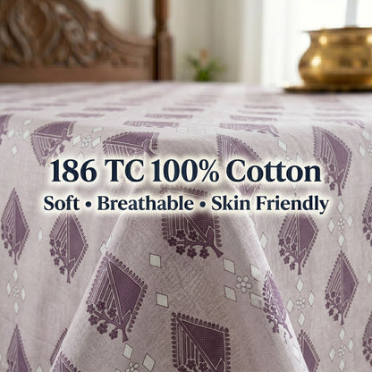 186 TC 100% Cotton Single Bedsheet | 90 x 60 Inch