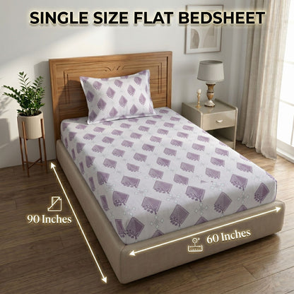 186 TC 100% Cotton Single Bedsheet | 90 x 60 Inch