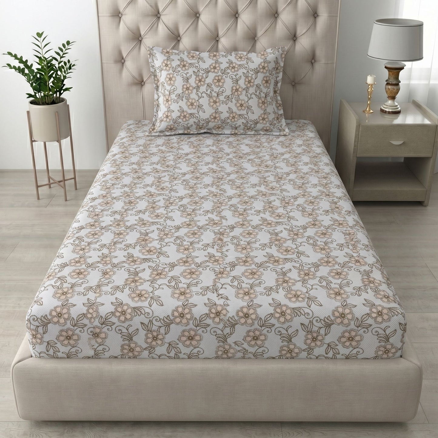 186 TC 100% Cotton Single Bedsheet | 90 x 60 Inch