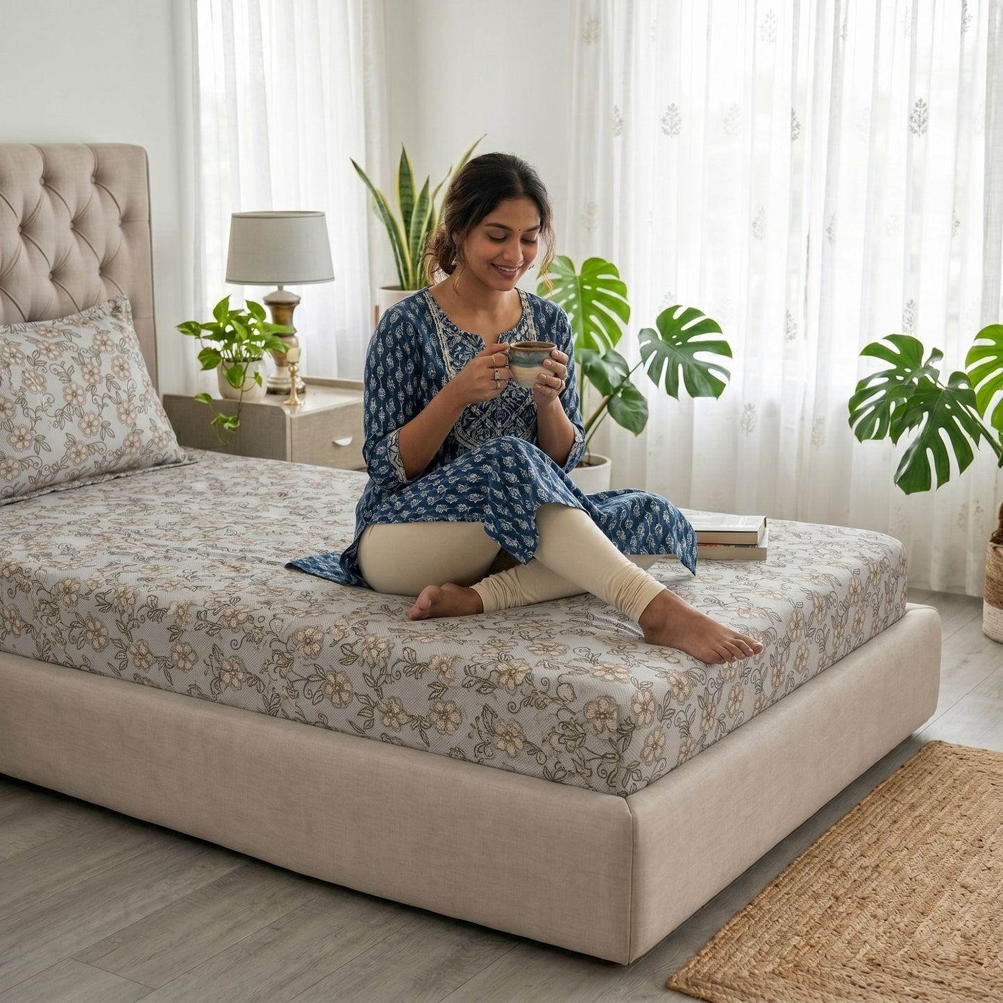186 TC 100% Cotton Single Bedsheet | 90 x 60 Inch