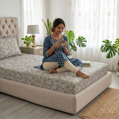 186 TC 100% Cotton Single Bedsheet | 90 x 60 Inch