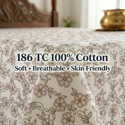 186 TC 100% Cotton Single Bedsheet | 90 x 60 Inch
