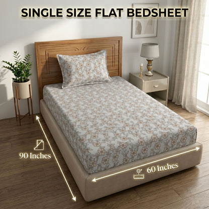 186 TC 100% Cotton Single Bedsheet | 90 x 60 Inch
