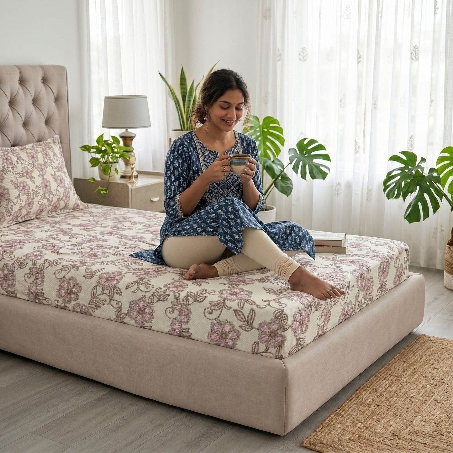 186 TC 100% Cotton Single Bedsheet | 90 x 60 Inch