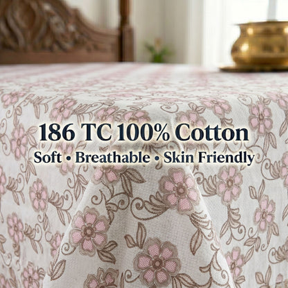 186 TC 100% Cotton Single Bedsheet | 90 x 60 Inch