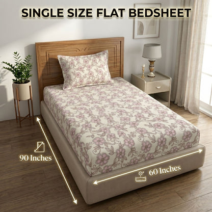 186 TC 100% Cotton Single Bedsheet | 90 x 60 Inch