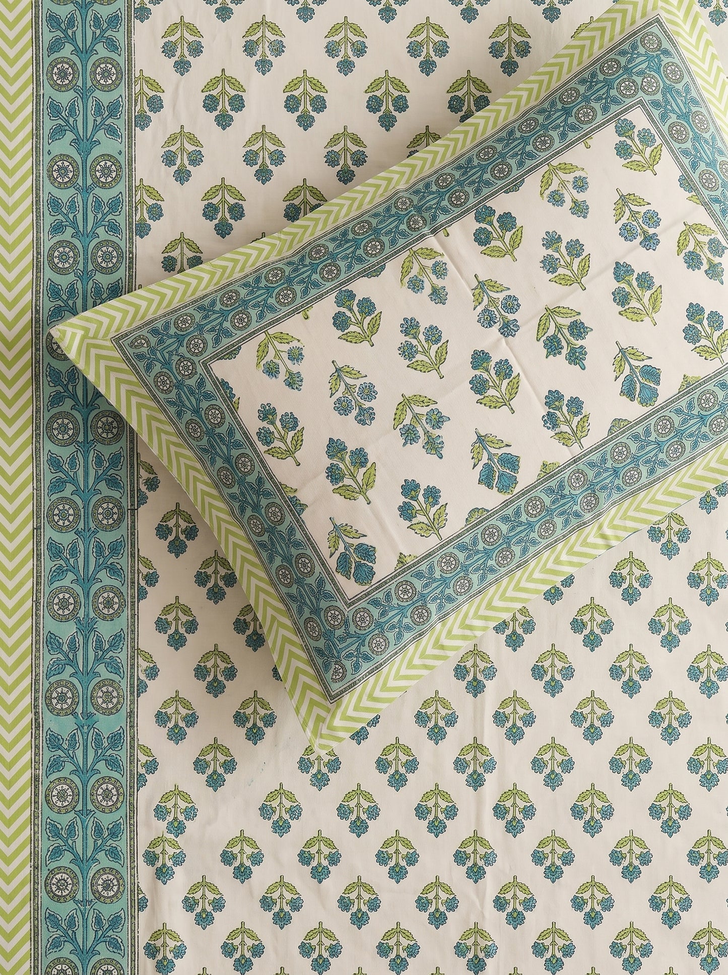 Heritage 144 TC 100% Cotton Single Size Bedsheet (90 x 60 Inches) | Pista Green