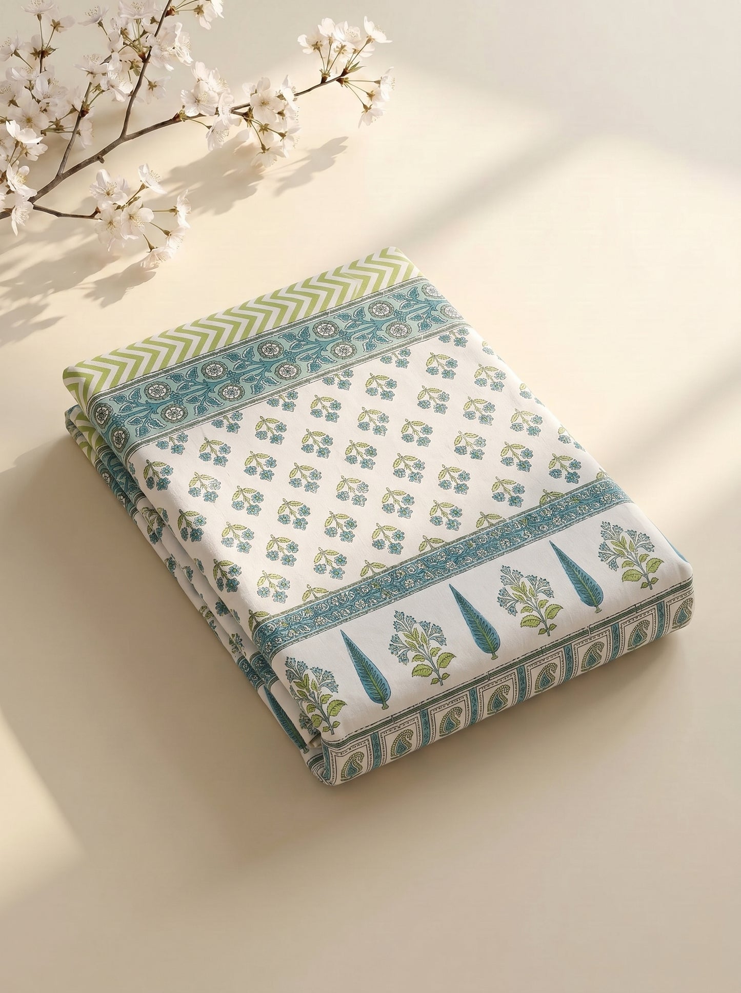 Heritage 144 TC 100% Cotton Single Size Bedsheet (90 x 60 Inches) | Pista Green