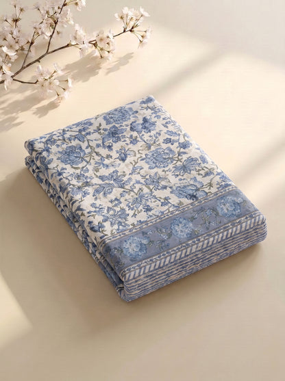 Heritage 144 TC 100% Cotton Single Size Bedsheet (90 x 60 Inches) | Prime Blue