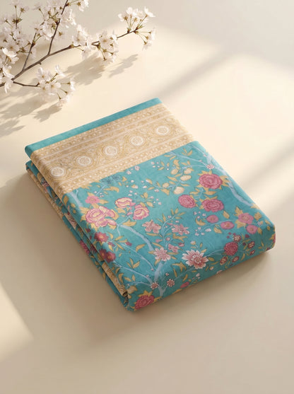 Heritage 144 TC 100% Cotton Single Size Bedsheet (90 x 60 Inches) | Navy Blue