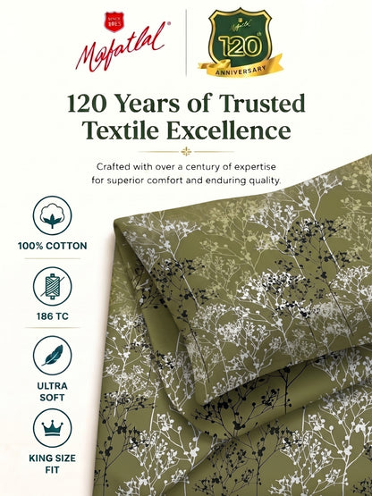 186 TC 100 % Cotton Bedsheet King Size | 108 x 108 Inches
