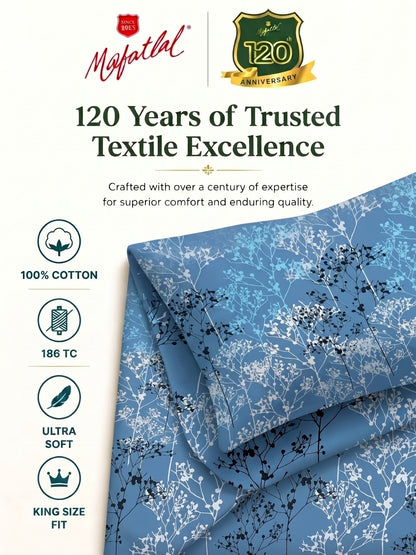 186 TC 100 % Cotton Bedsheet King Size | 108 x 108 Inches