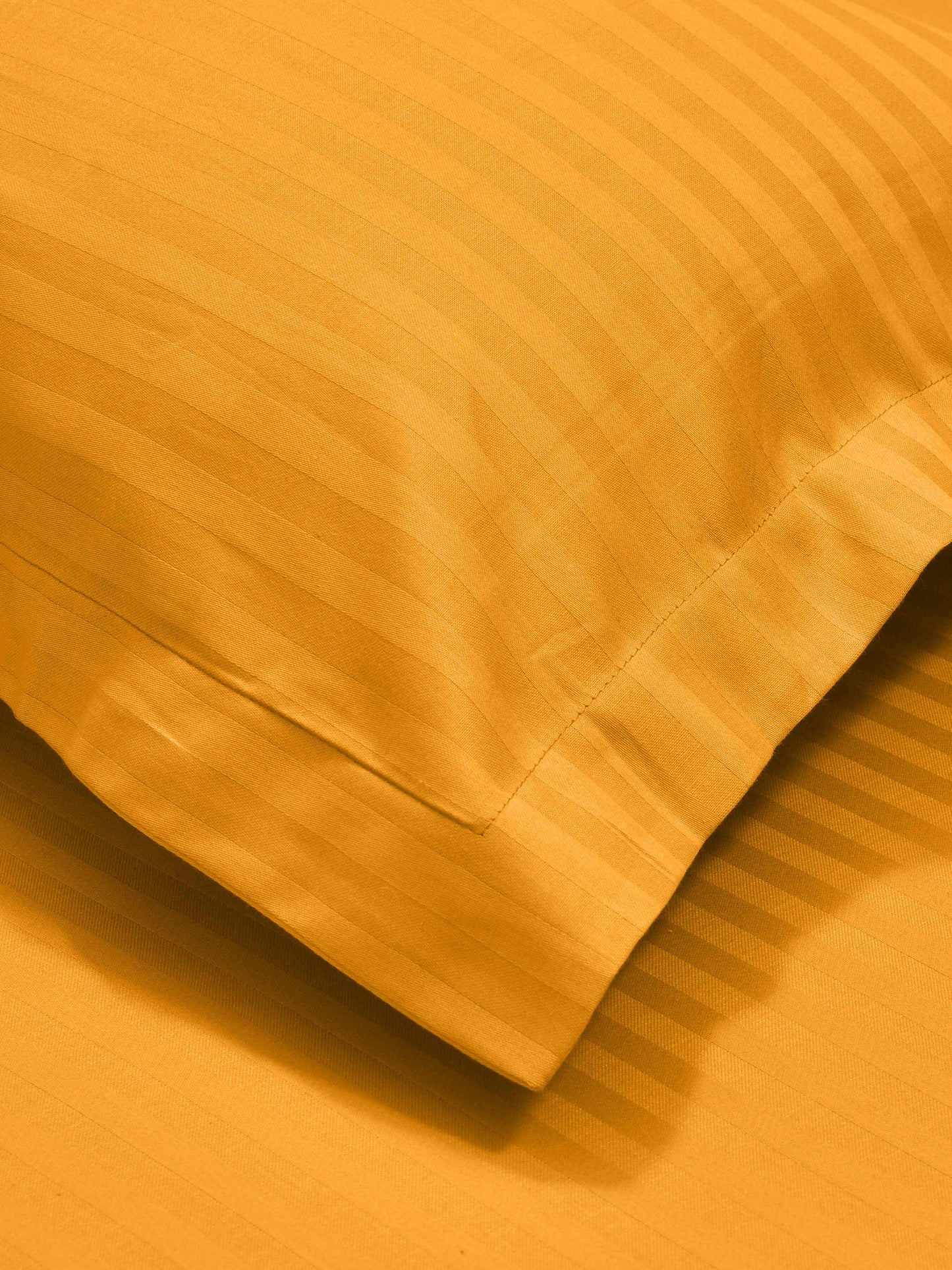 Italian Stripe King Size Bedsheet with 2 Pillow Covers | 210 TC Pure Cotton | Yellow