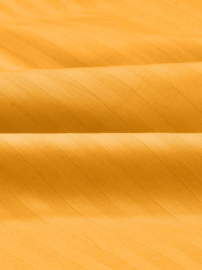 Italian Stripe King Size Bedsheet with 2 Pillow Covers | 210 TC Pure Cotton | Yellow