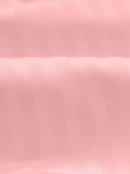 Italian Stripe King Size Bedsheet with 2 Pillow Covers | 210 TC Pure Cotton | Light Pink